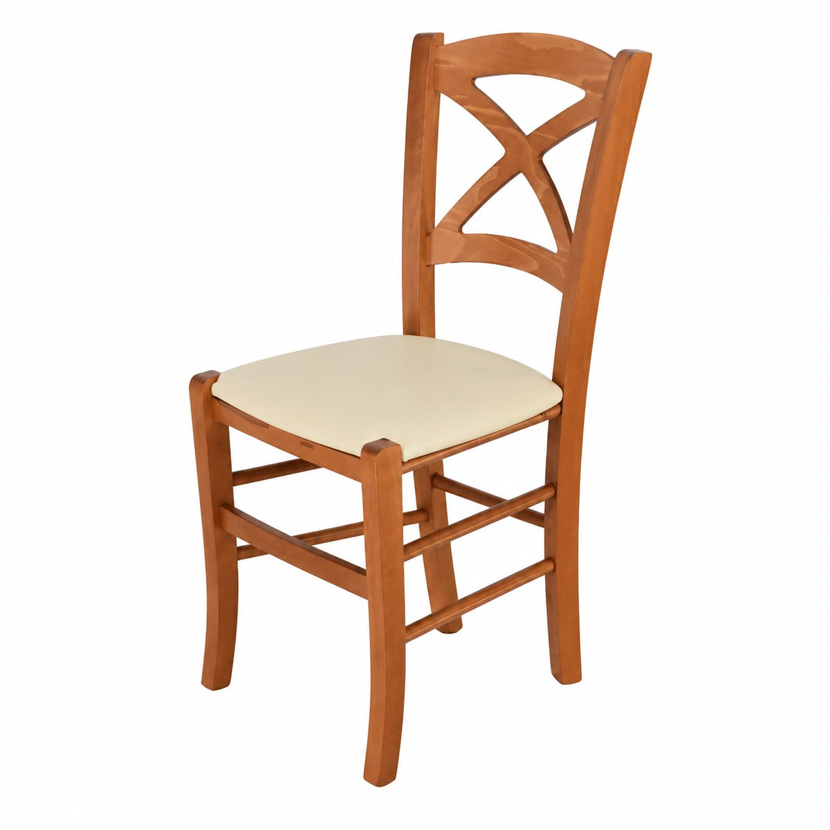 Chaise, rembourré, en cuir, coloris ivoire, pour la salle à manger ou la cuisine