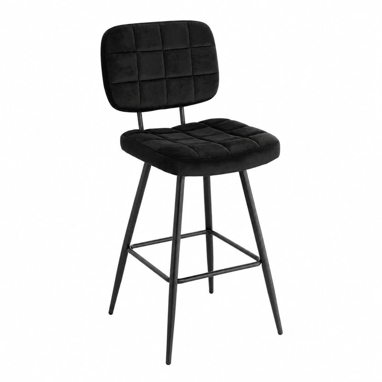 Chaise, rembourré, en métal et velours, coloris noir, pour la salle à manger ou la cuisine