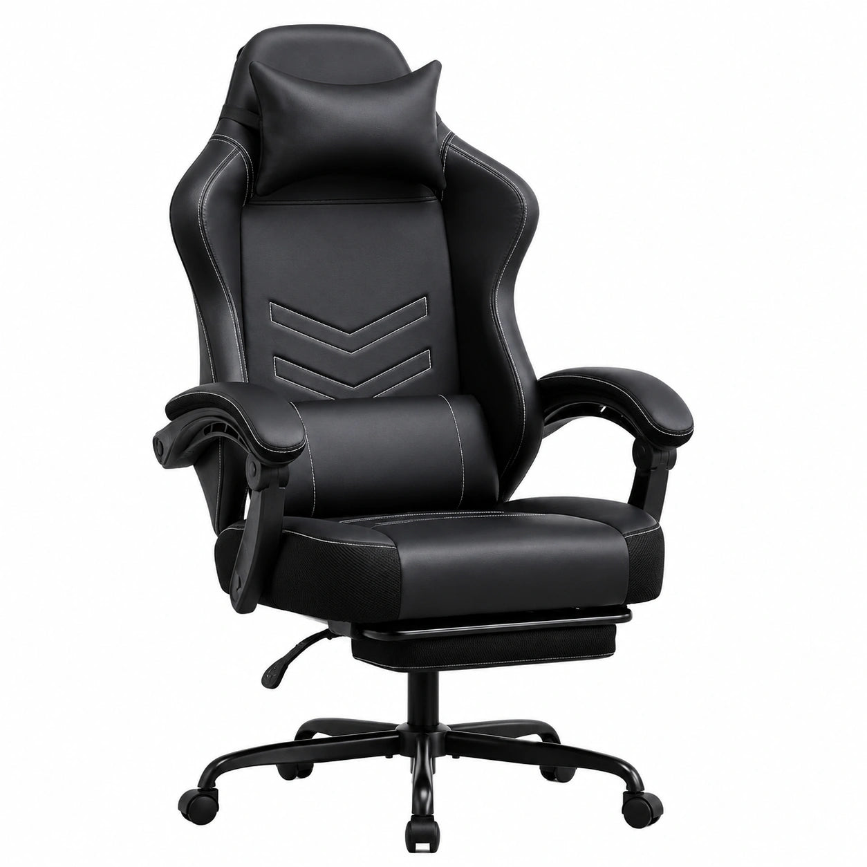 Bureau, avec coussin, pivotant, réglable, en similicuir et cuir, coloris noir, pour l’espace de travail