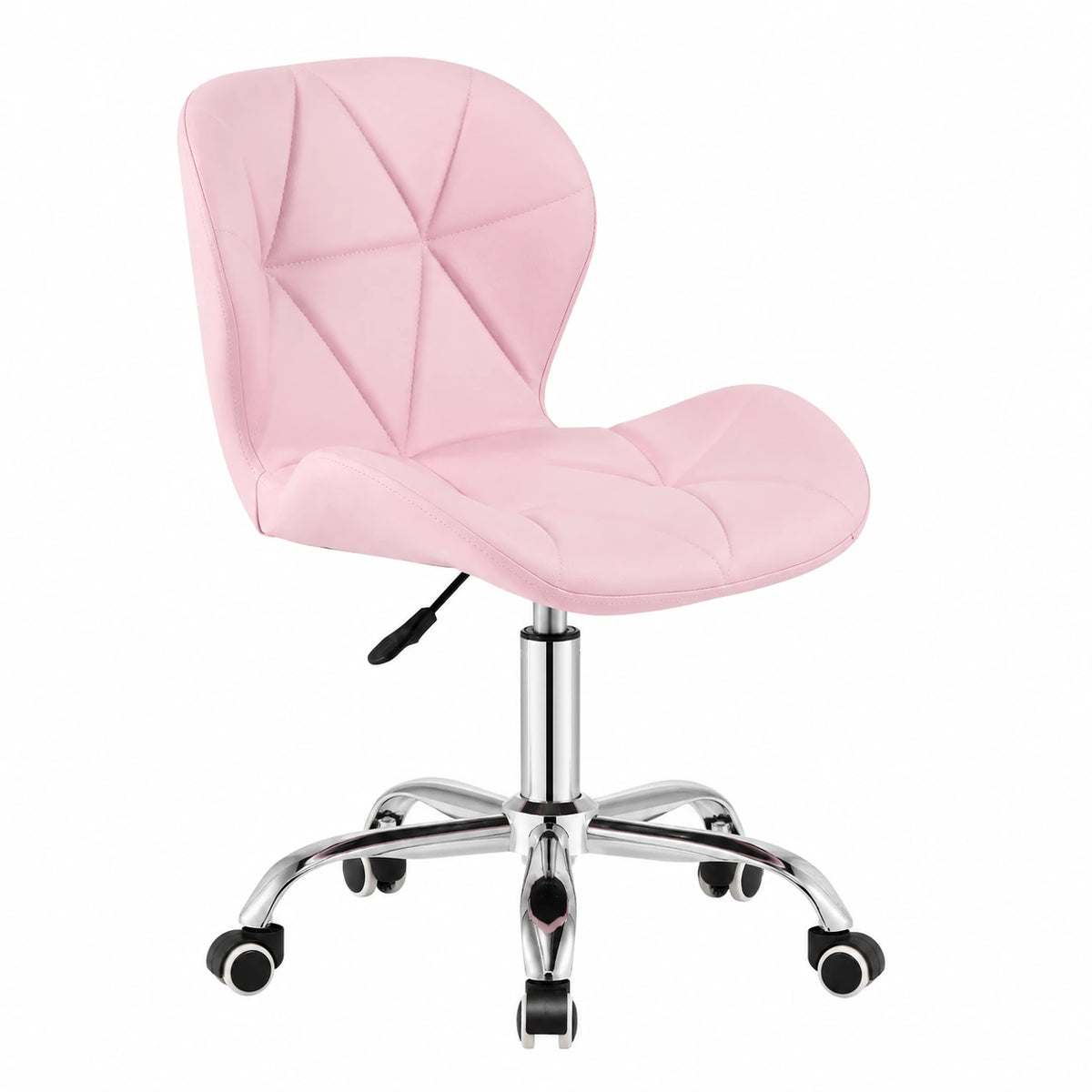 Bureau, pivotant, réglable, sur roulettes, en cuir, coloris rose, pour l’espace de travail