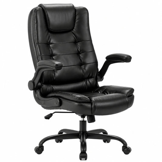 Bureau, réglable, en cuir, coloris noir, pour l’espace de travail