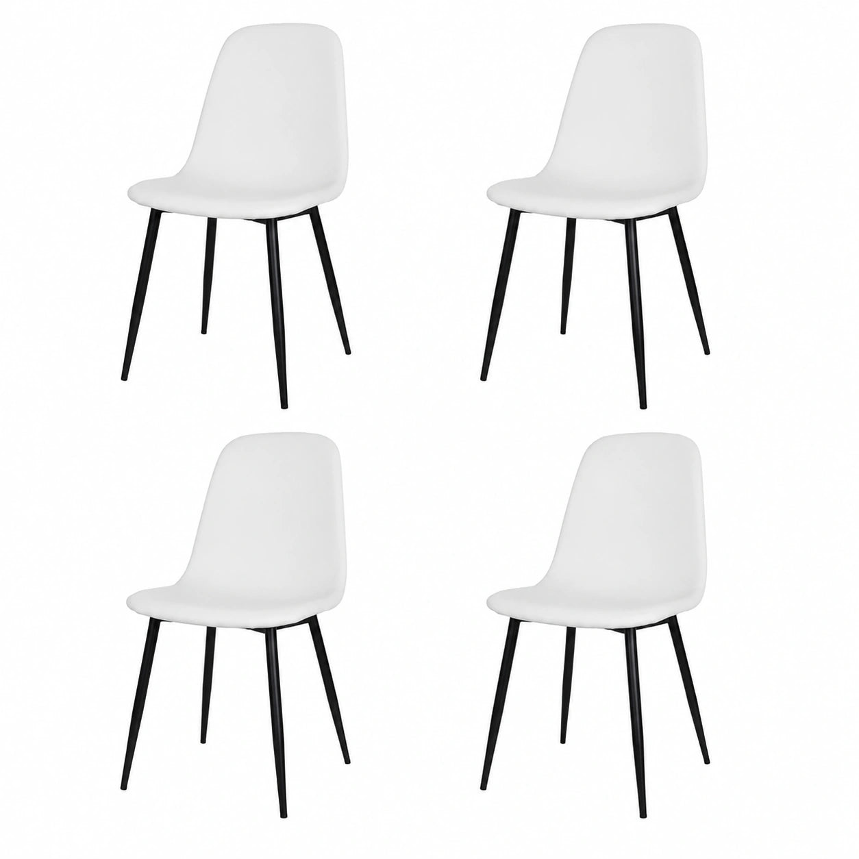 Chaise, en acier et cuir, coloris noir et blanc, pour la salle à manger ou la cuisine