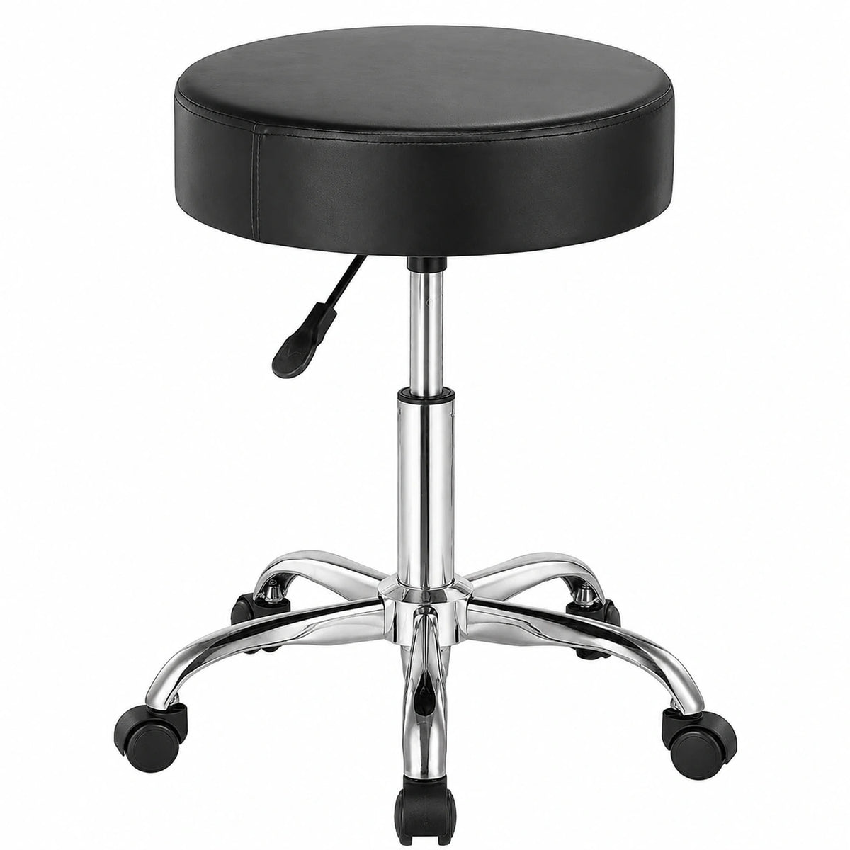 Chaise, en cuir, pivotant, réglable, sur roulettes, coloris noir, pour la salle à manger ou la cuisine