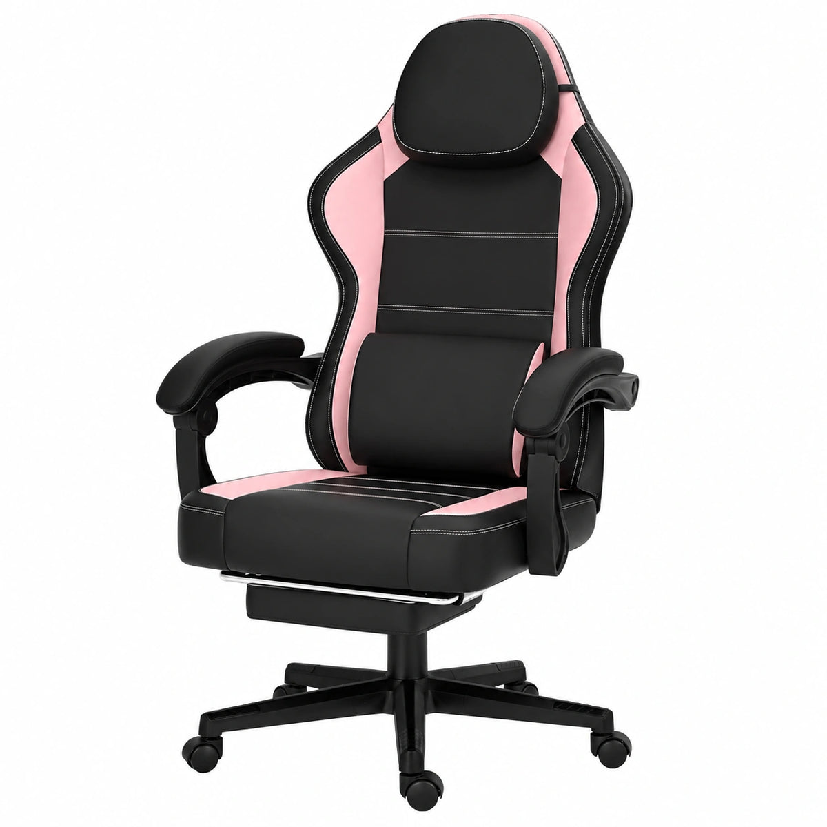 Fauteuil, en similicuir et cuir, coloris rose, pour le salon ou la chambre