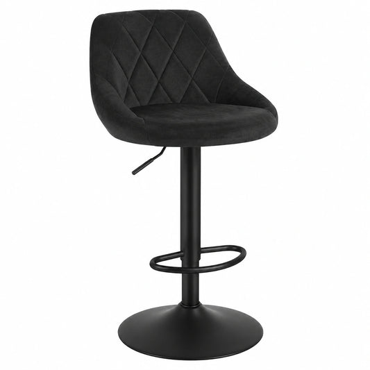 Tabouret, en velours, réglable, coloris noir, pour la cuisine ou l’espace repas