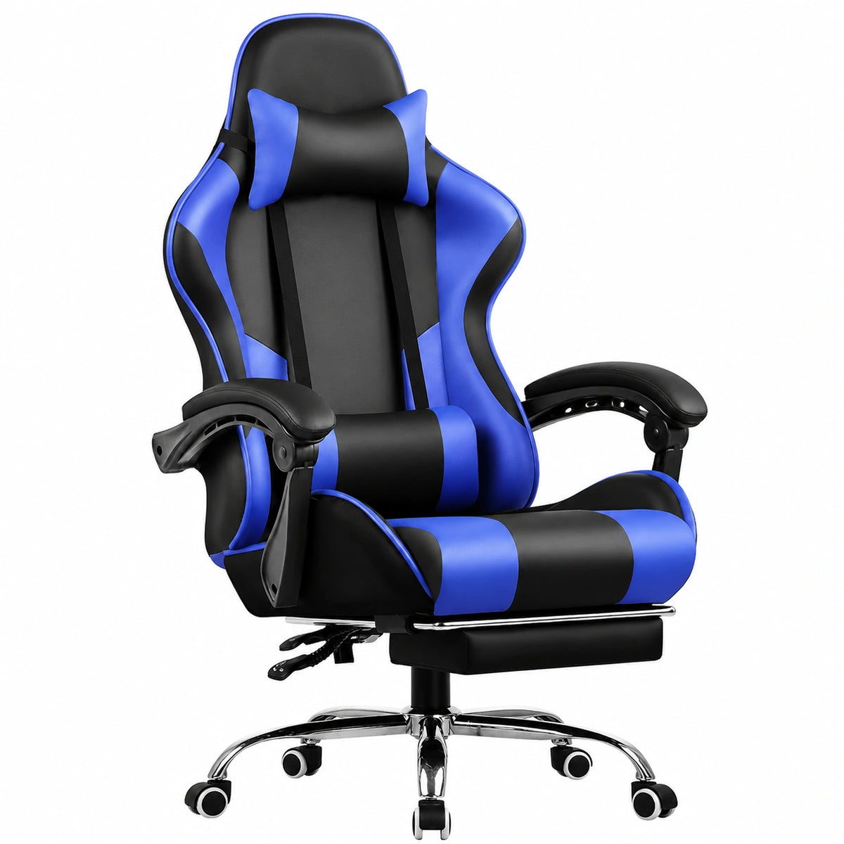 Bureau, en similicuir et cuir, coloris bleu, pour l’espace de travail