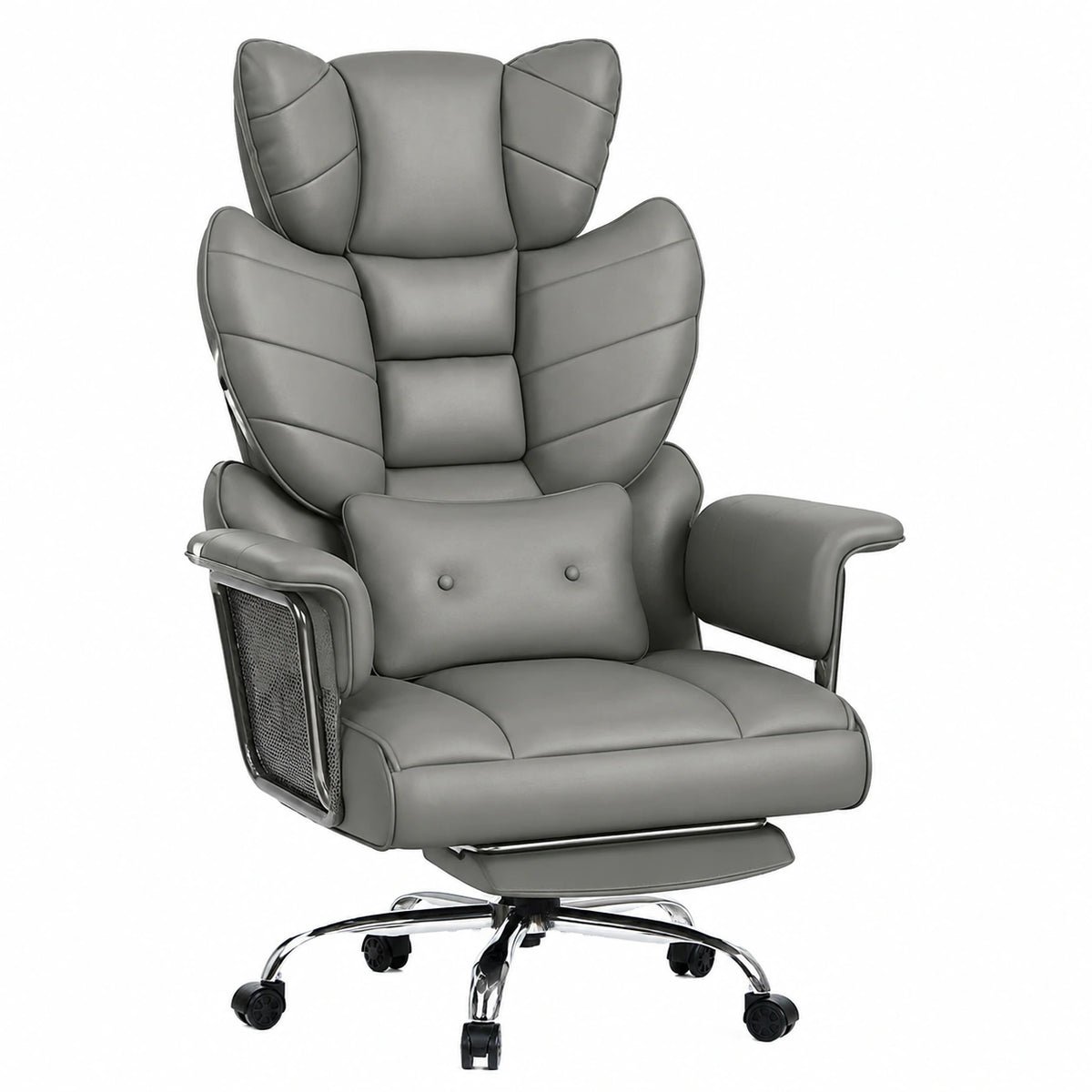 Bureau, en cuir, extensible, réglable, coloris gris, pour l’espace de travail