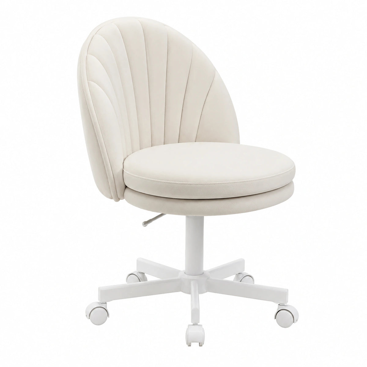 Bureau, pivotant, réglable, sur roulettes, en similicuir et cuir, coloris blanc, pour l’espace de travail