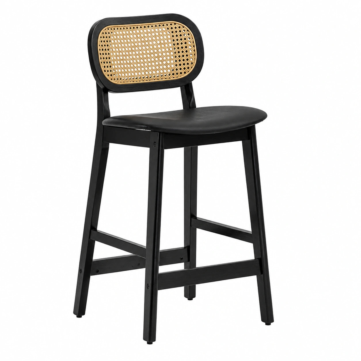Chaise, 2 pièces, en résine tressée, coloris noir, pour la salle à manger ou la cuisine